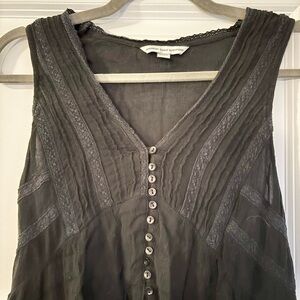 American Eagle Outfitters Black Button-Front Tank Top